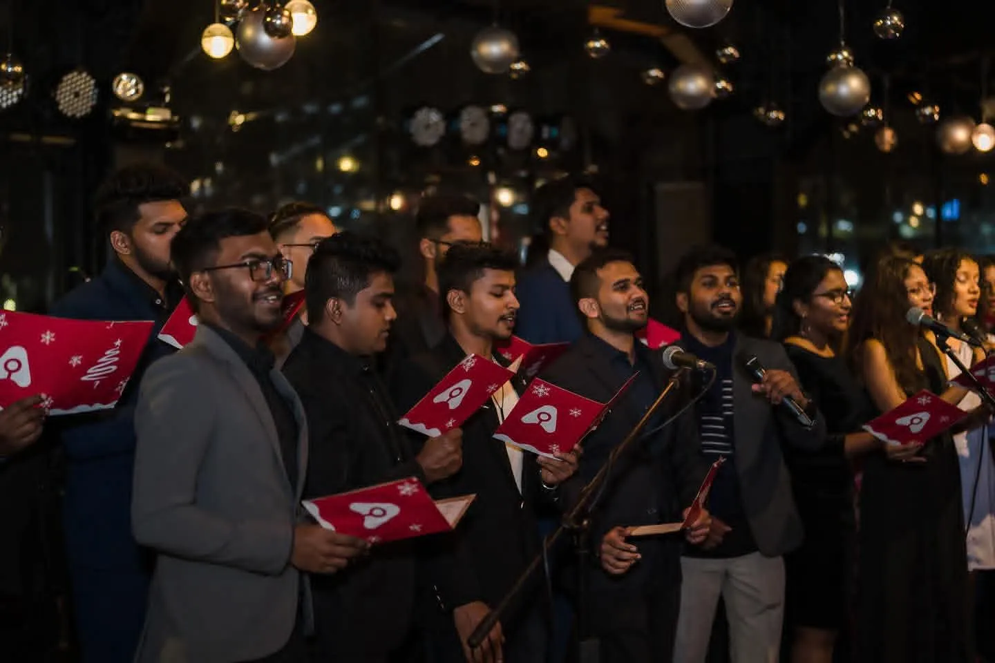 The team enjoying an evening event